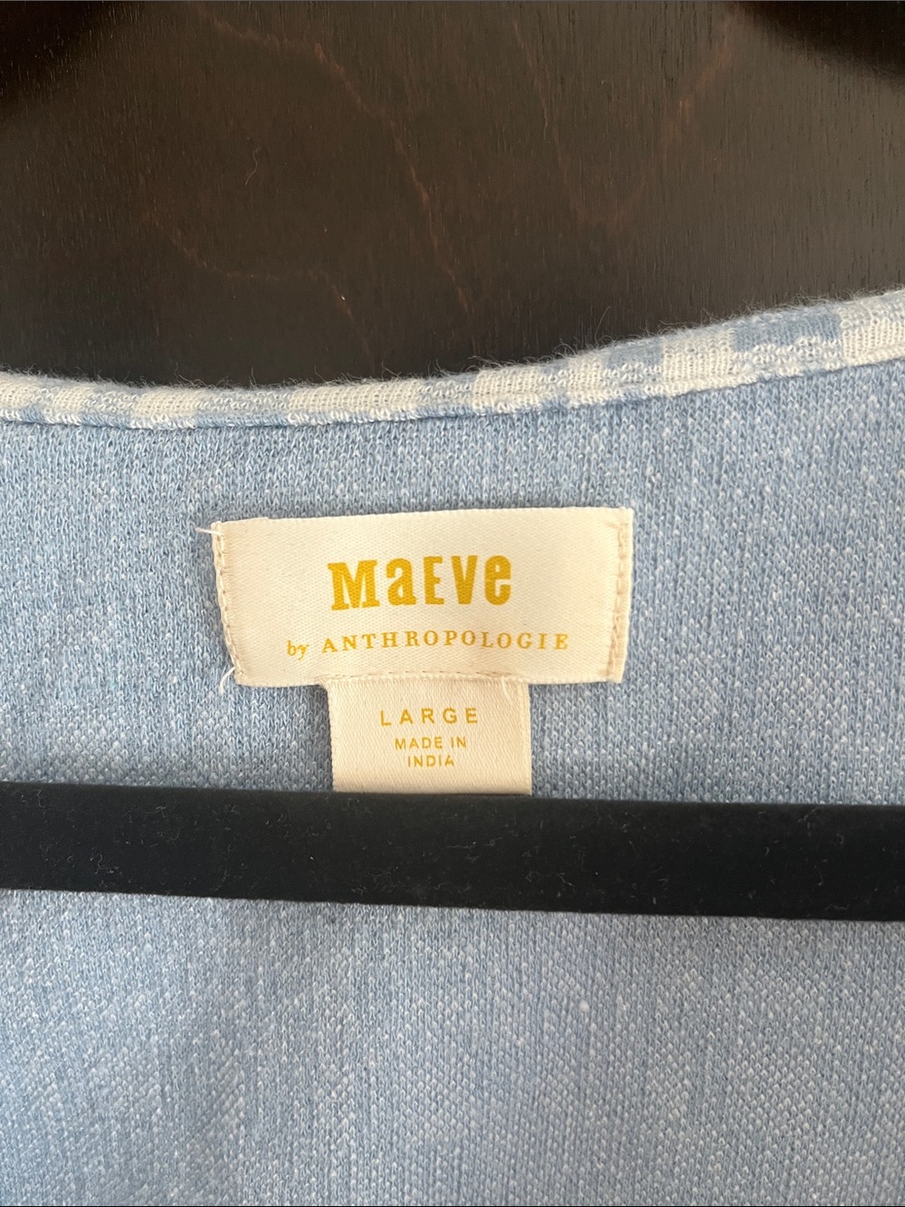 Anthropologie Maeve Blue Plaid Short-Sleeve Top with White V-Collar - Picture 2 of 3